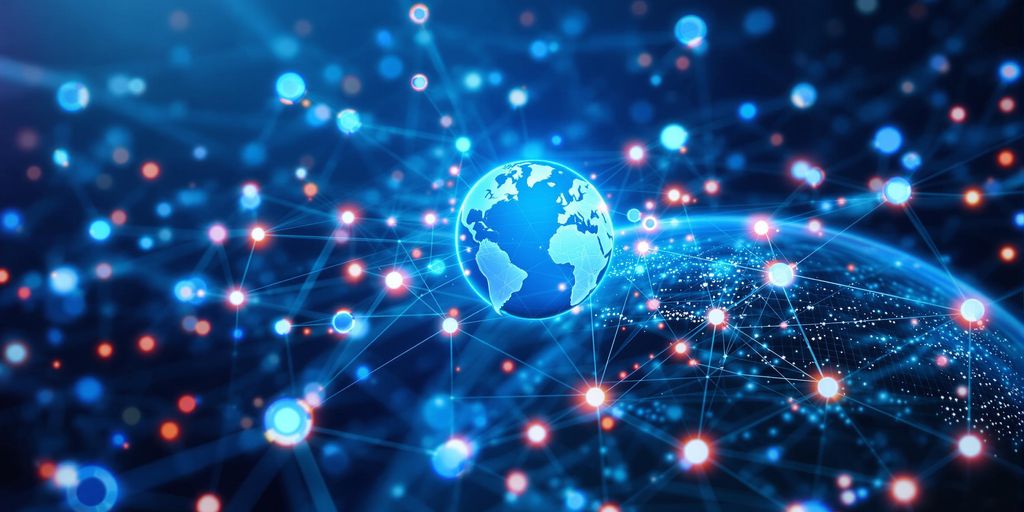 A globe with the internet around it