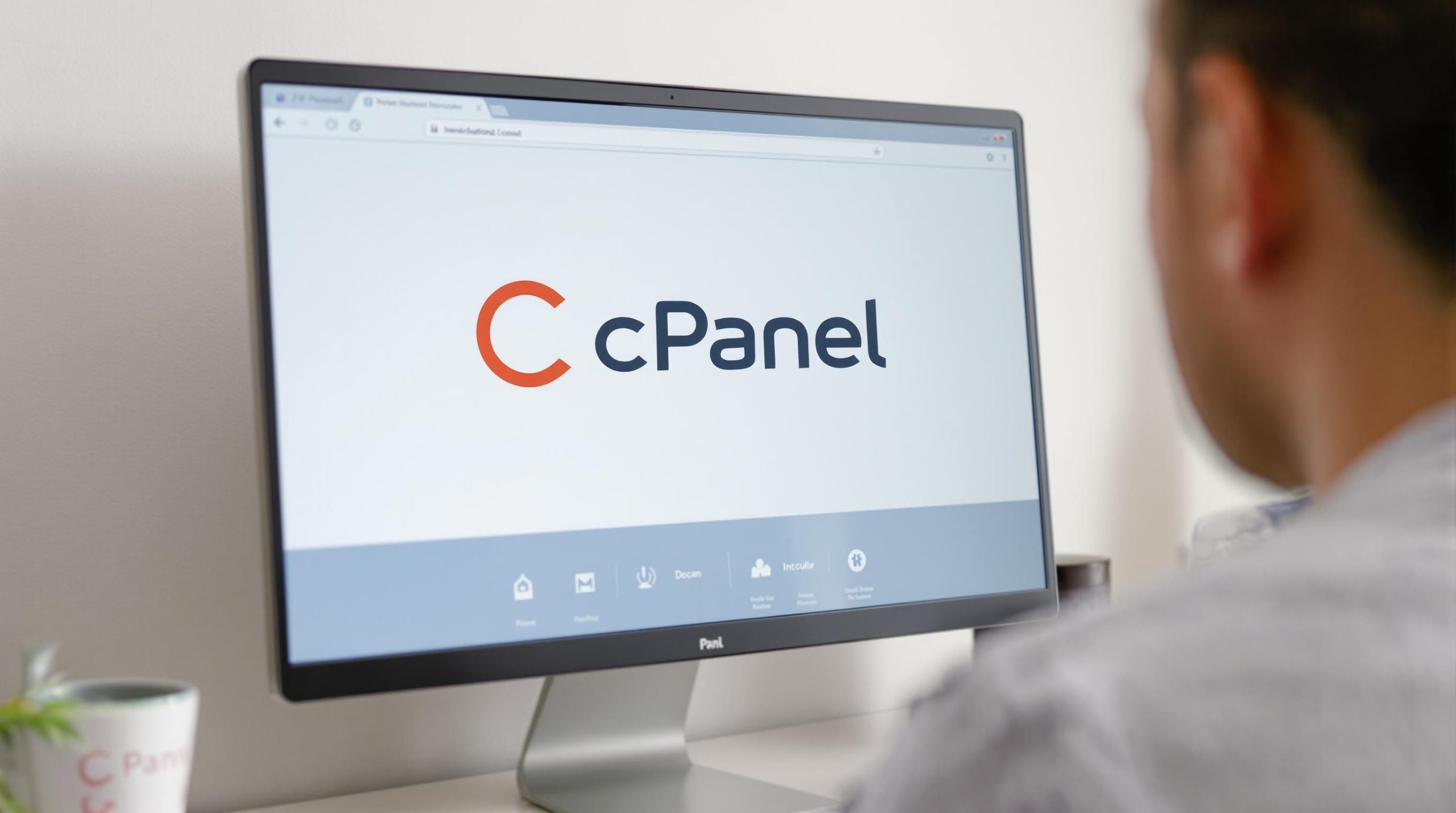 A computer with the cPanel logo on the screen