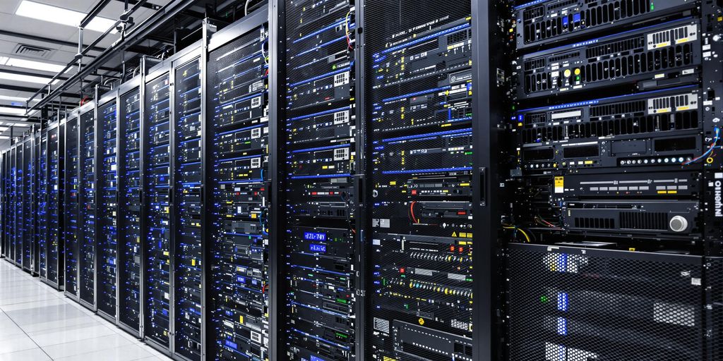 A picture of a server room with dedicated servers