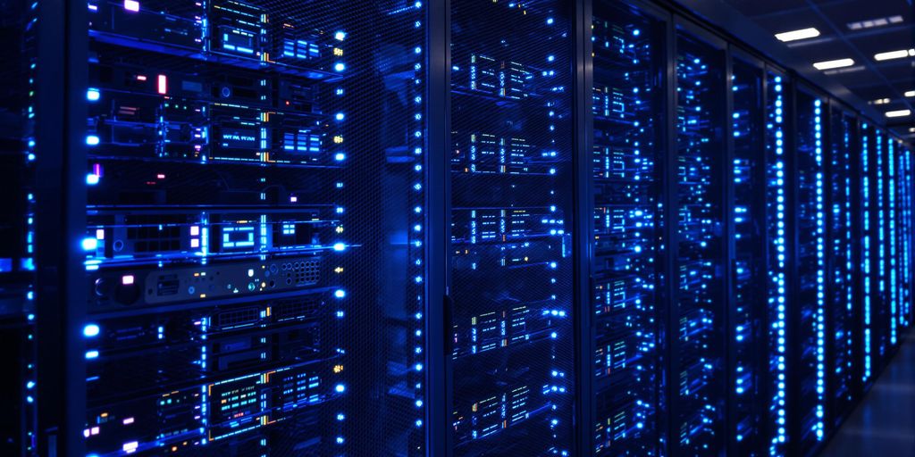 A picture of a server room with virtual private servers