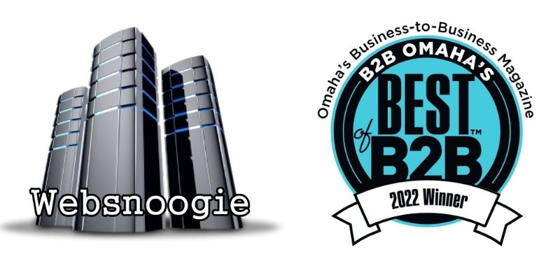 websnoogie logo and best of b2b 2022 winner logo next to each other