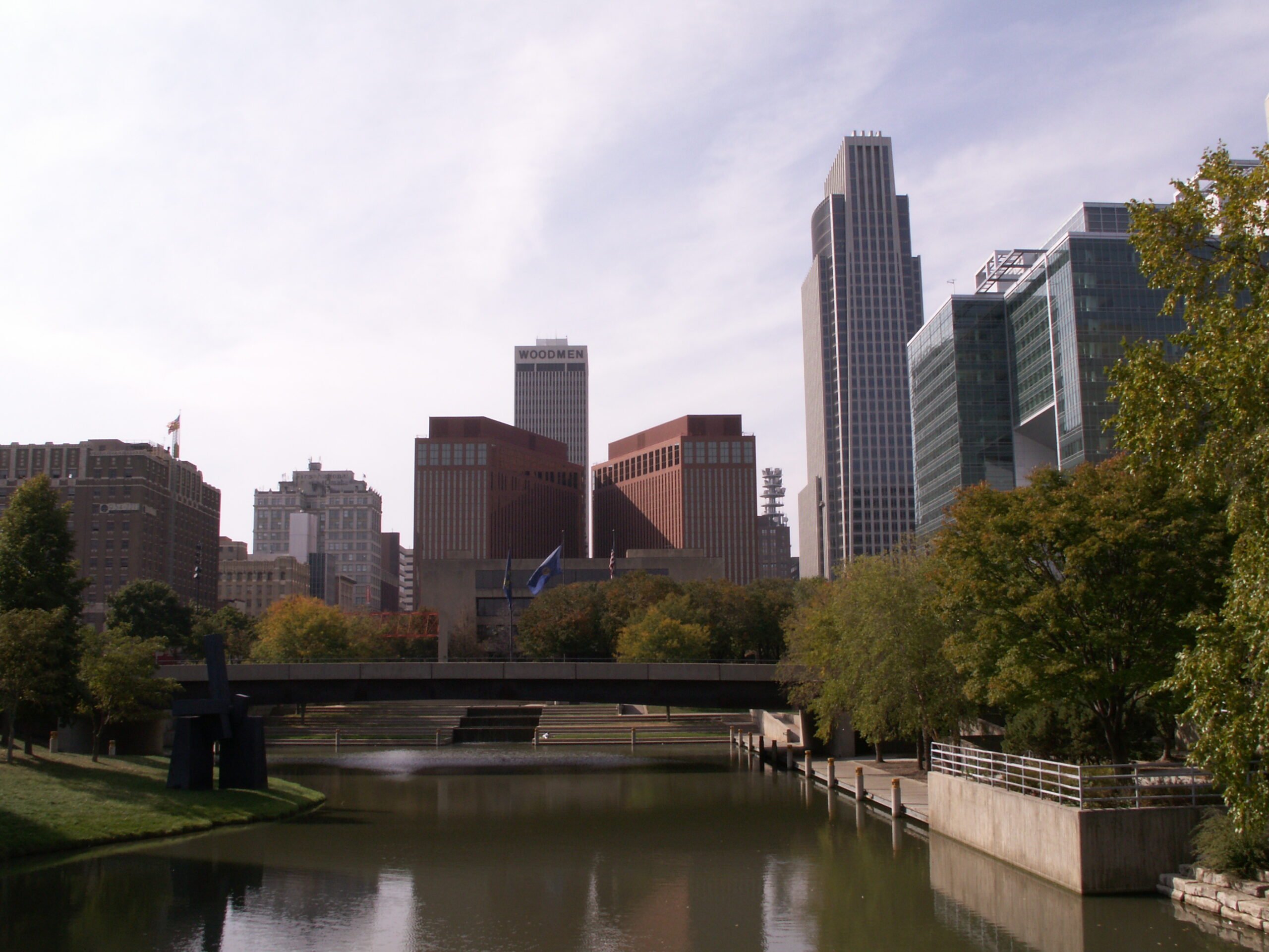 Omaha skyline from the old gene lahey mall with the river