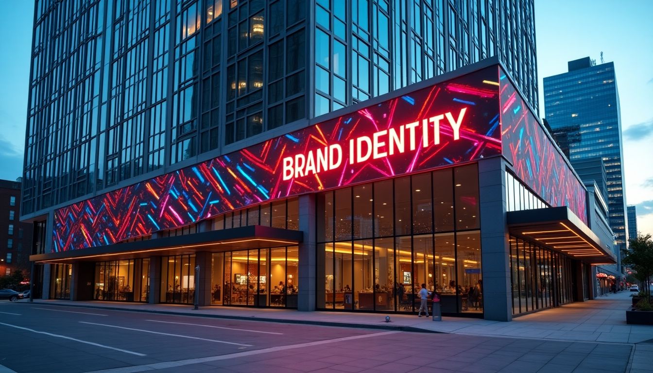 Omaha building with a sign saying 'Brand Identity'.