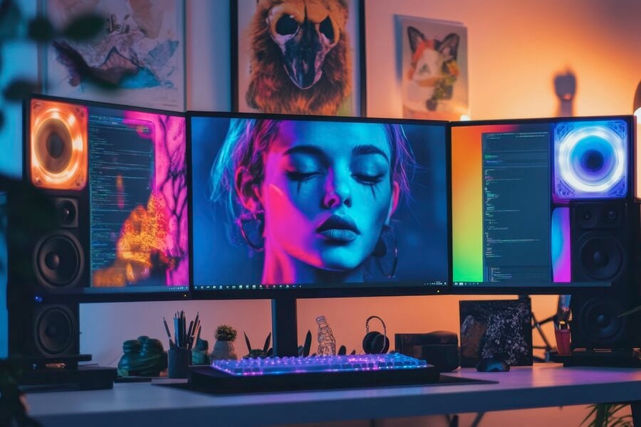 Creative web design workspace